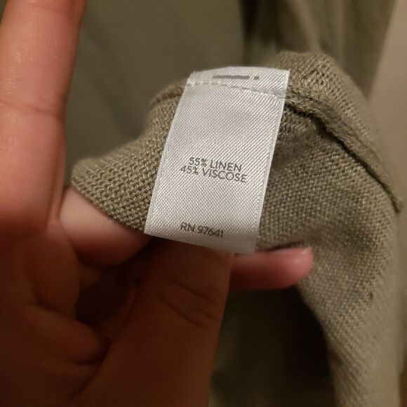 J. Jill Linen blend elbow sleeve sage green long cardigan size Medium - Picture 7 of 12